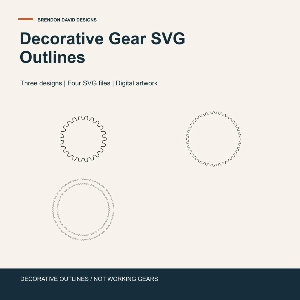 Actual Gear SVG Bundle listing artwork showing the three included decorative cog outlines